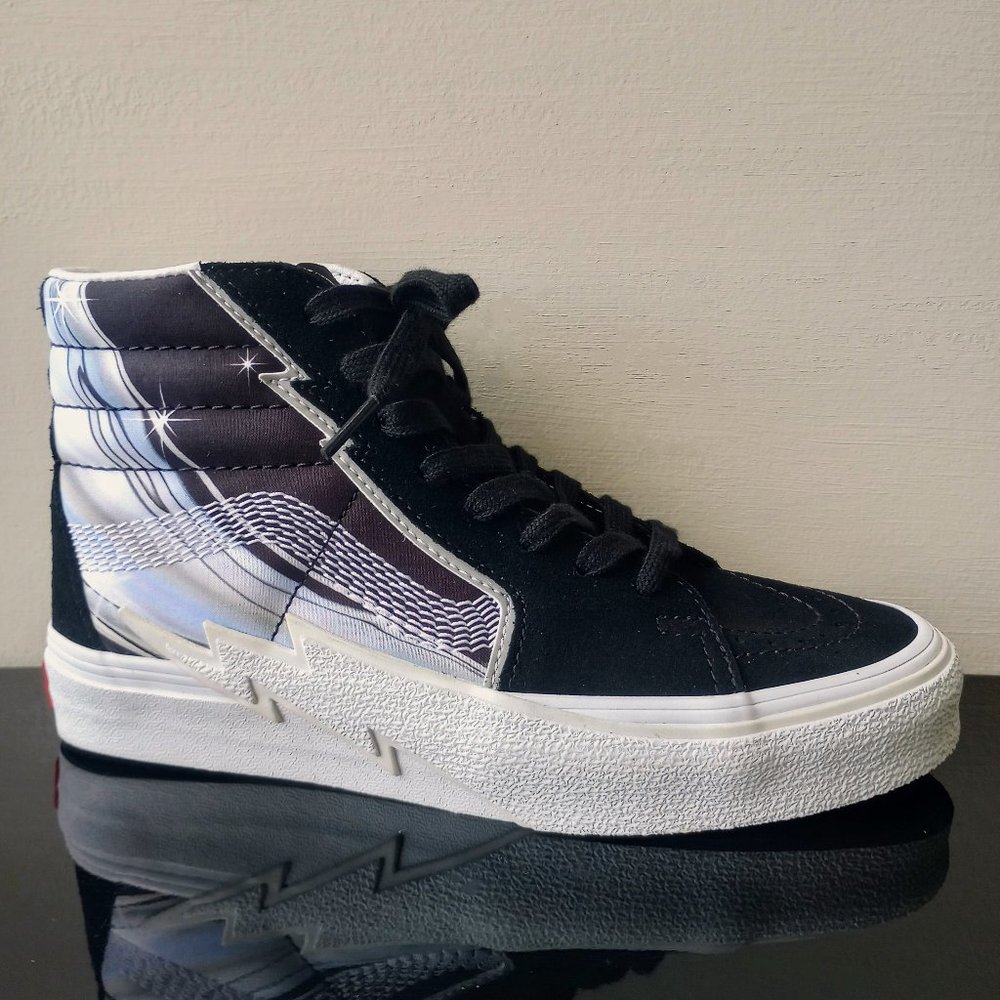 Vans Men's Sk8-Hi Bolt Chrome Flash Black Suede / Canvas High Top Sneaker